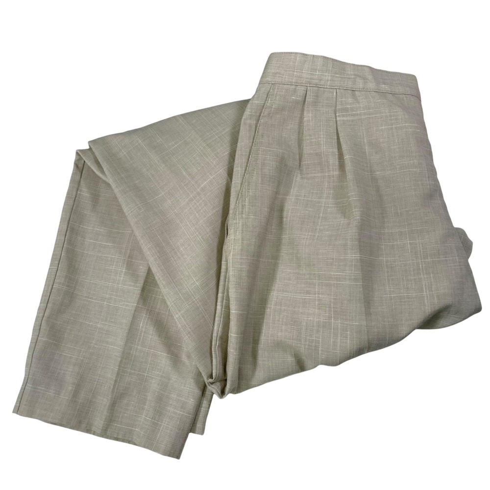 Separate Impressions 10 Beige Trousers High Waist Pleated Linen Blend Minimalist